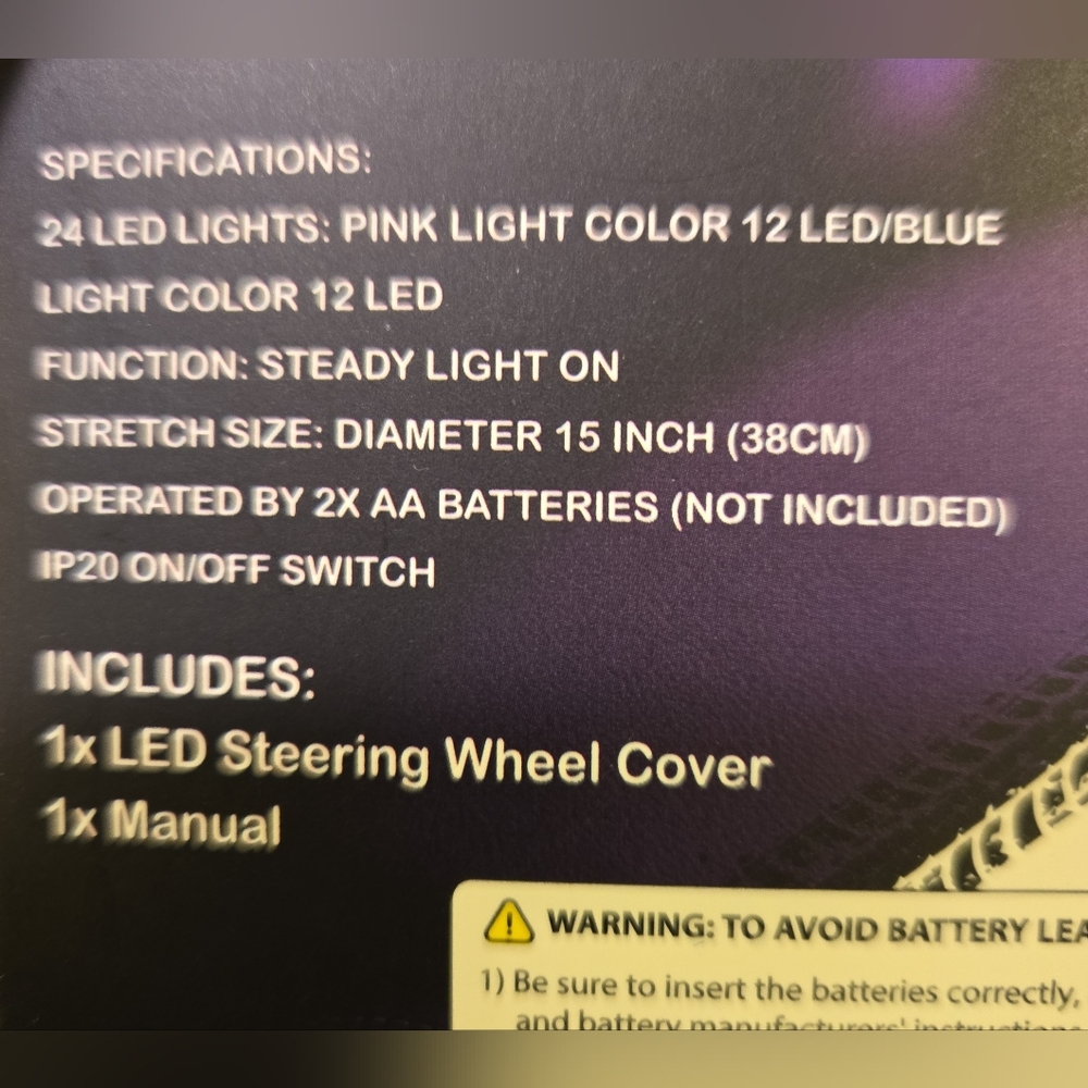 NWOT LED Steering Wheel Cover - Picture 3 of 6